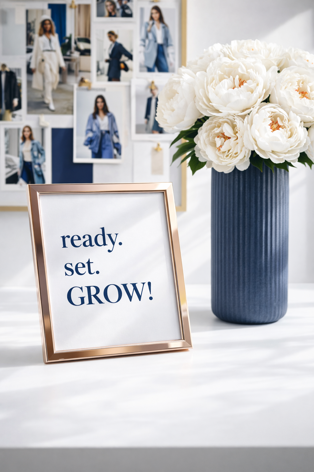 picture frame with mantra ready, set, grow