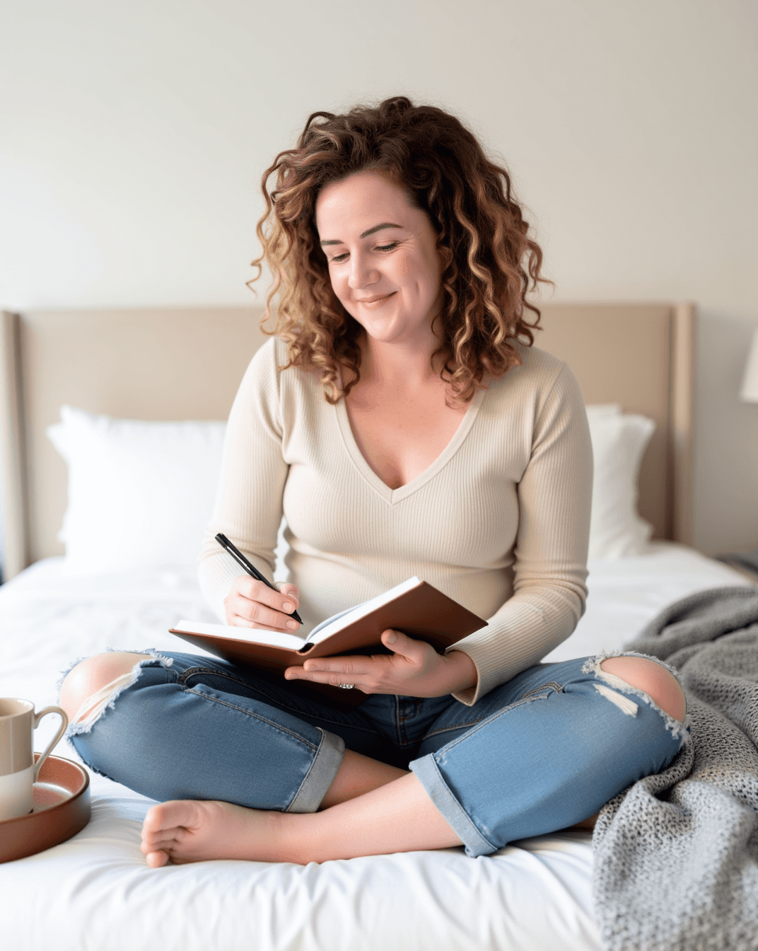 lucy writes in a notebook